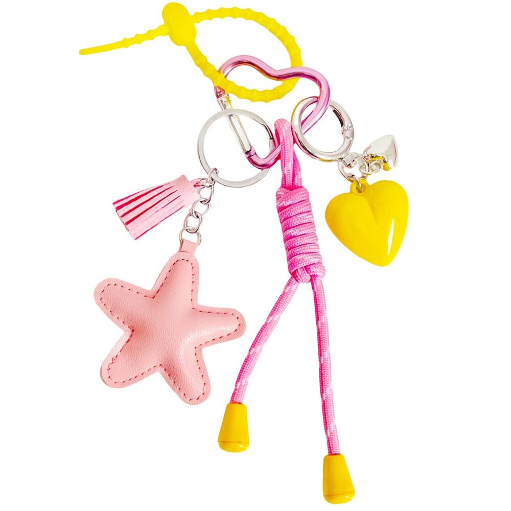 8636 Hand-Woven Nylon Rope Key Chain Pink Star Bag Charm Keychain